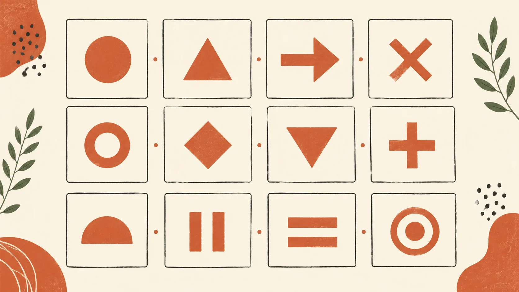 Ilustração editorial — grelha 4x3 de doze cartões decorativos com ícones geométricos distintos representando os doze tipos de apostas mais comuns no futebol